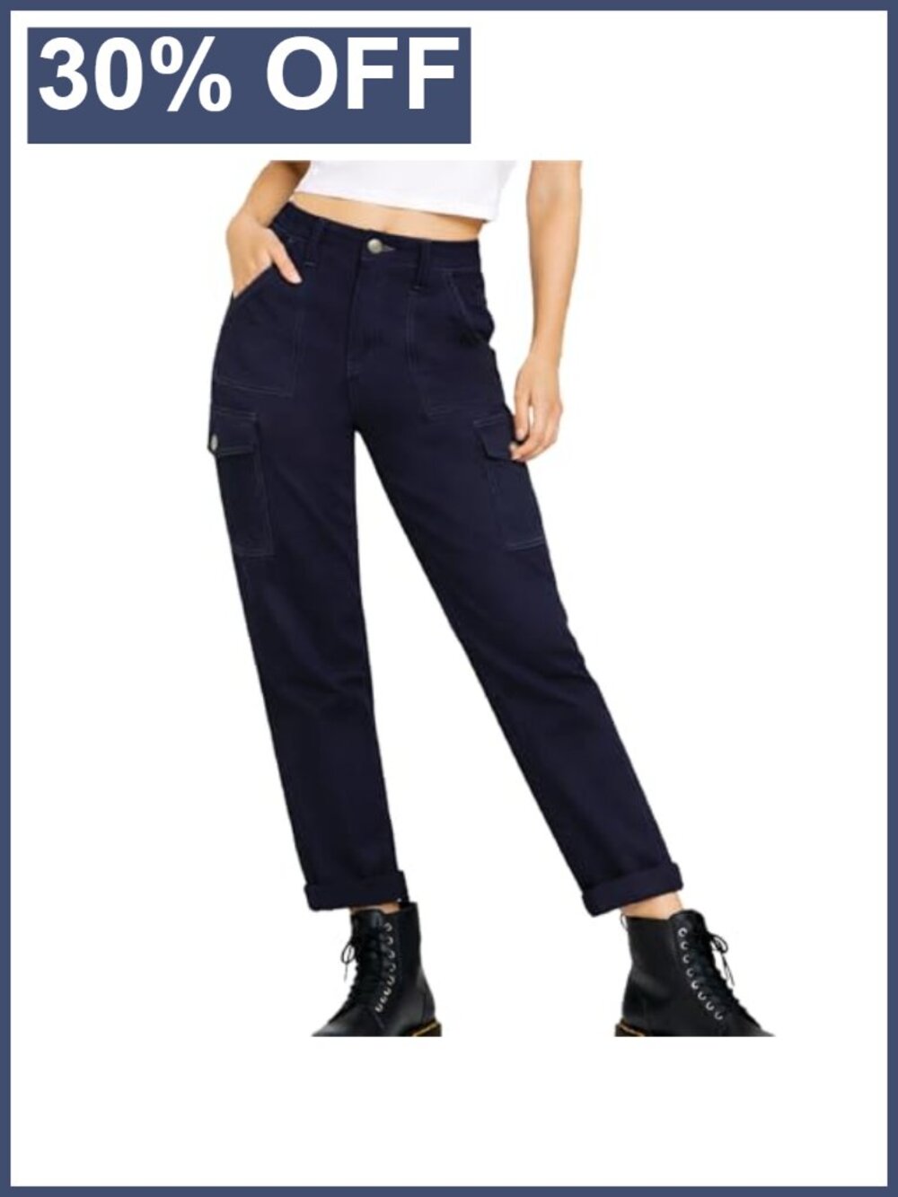 Dickies High Rise Skinny Cuffed Cargo Carpenter Pants Work Utility